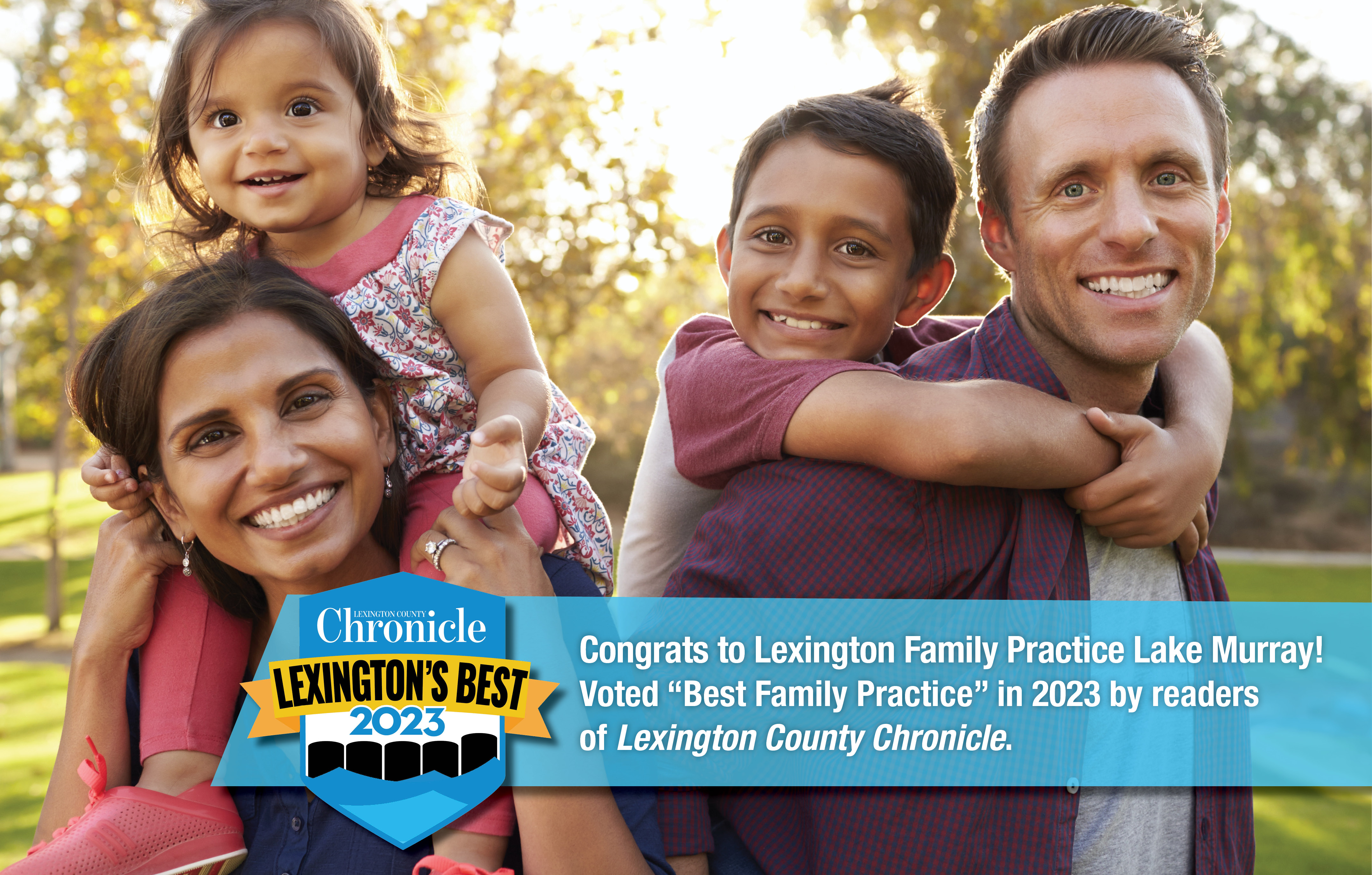 Congrats to Lexington Family Practice Lake Murray! Voted “Best Family Practice” in 2023 by readers  of Lexington County Chronicle.